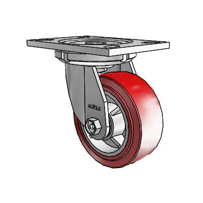 6 Series Casters Top Plate Swivel Zinc Caster with 5 x 2 Maroon on Grey Polyurethane HI-TECH Wheel
