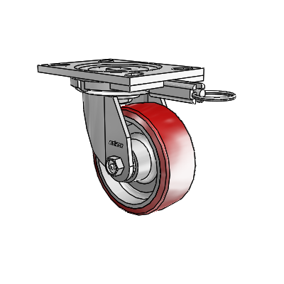6 Series Casters Top Plate Swivel Zinc Caster with 5 x 2 Maroon on Silver Moldon Polyurethane (Aluminum Core) Wheel