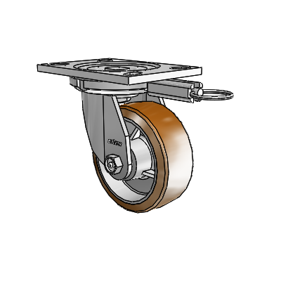 6 Series Casters Top Plate Swivel Zinc Caster with 5 x 2 Brown on Silver Moldon Nylon (Aluminum Core) Wheel