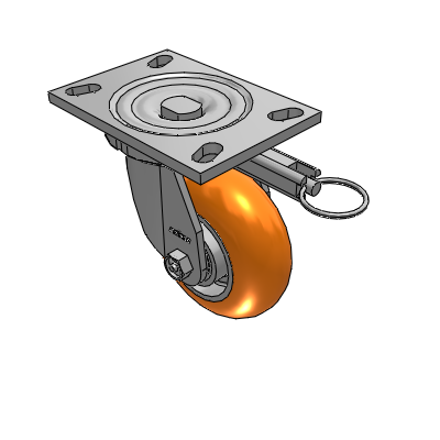 Roulettes de la série 6 – Roulette pivotante à plaque supérieure avec roue orange « CG Max » 5 x 2