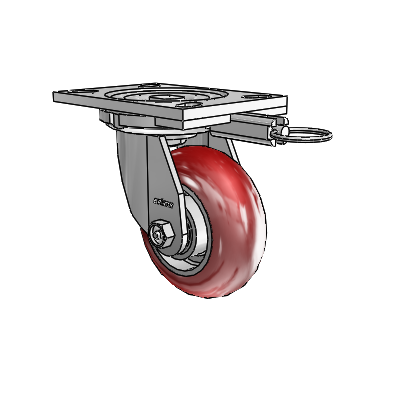 6 Series Casters Top Plate Swivel Zinc Caster with 5 x 2 Maroon on Silver CG Max Maroon Wheel
