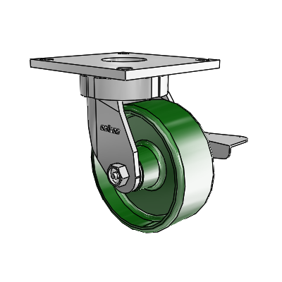 6 Series Kingpinless Casters Top Plate Swivel Caster with 5 x 2 Cast Iron Wheel and Side Lock Brake