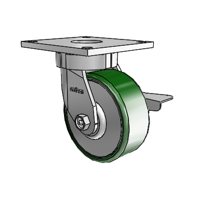 6 Series Kingpinless Casters Top Plate Swivel Caster with 5 x 2 Cast Iron Wheel and Side Lock Brake