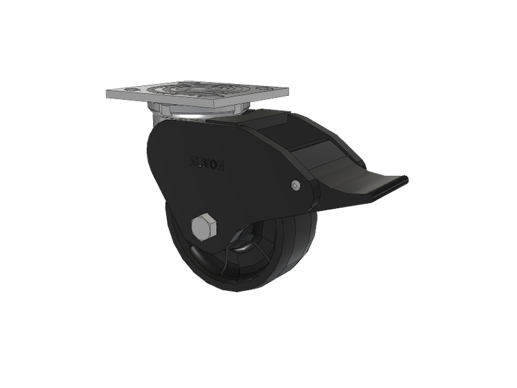 16 Series Top Plate Swivel Caster with 5 x 2 Black Nylon NG - Maxim Nylon Wheel and Total Lock Brake