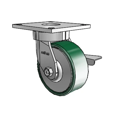 6 Series Kingpinless Casters Top Plate Swivel Caster with 5 x 2 Forged Steel Wheel and Side Lock Brake