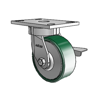 6 Series Kingpinless Casters Top Plate Swivel Caster with 5 x 2 Forged Steel Wheel and Side Lock Brake