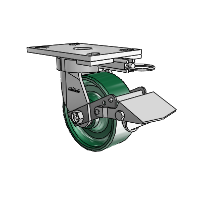 6 Series Kingpinless Casters Top Plate Swivel Caster with 5 x 2 Forged Steel Wheel and Tread Lock Brake