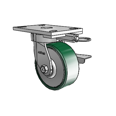 6 Series Kingpinless Casters Top Plate Swivel Caster with 5 x 2 Forged Steel Wheel and Side Lock Brake