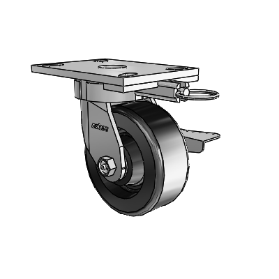 6 Series Kingpinless Casters Top Plate Swivel Caster with 5 x 2 Phenolic Wheel and Side Lock Brake
