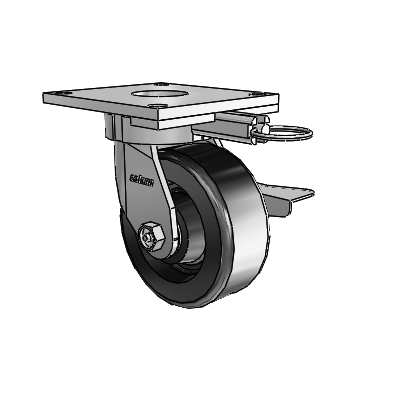 6 Series Kingpinless Casters Top Plate Swivel Caster with 5 x 2 Phenolic Wheel and Side Lock Brake