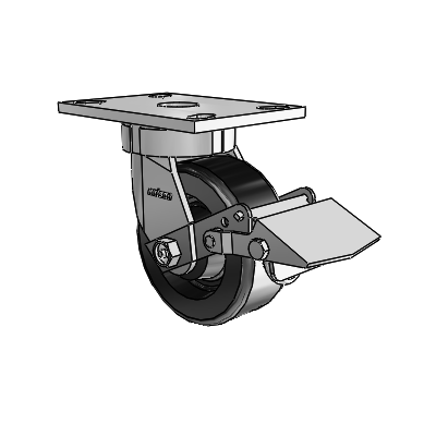 6 Series Kingpinless Casters Top Plate Swivel Caster with 5 x 2 Phenolic Wheel and Tread Lock Brake