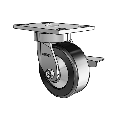 6 Series Kingpinless Casters Top Plate Swivel Caster with 5 x 2 Phenolic Wheel and Side Lock Brake