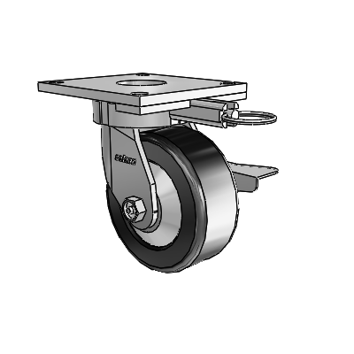 6 Series Kingpinless Casters Top Plate Swivel Caster with 5 x 2 Phenolic Wheel and Side Lock Brake
