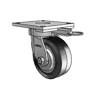 6 Series Kingpinless Casters Top Plate Swivel Caster with 5 x 2 Performa Rubber (Flat/Black) Wheel
