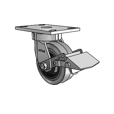 6 Series Kingpinless Casters Top Plate Swivel Caster with 5 x 2 Performa Rubber (Flat/Conductive) Wheel and Tread Lock Brake