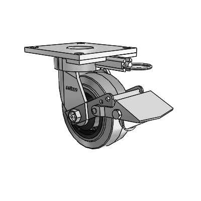 6 Series Kingpinless Casters Top Plate Swivel Caster with 5 x 2 Performa Rubber (Flat/Conductive) Wheel and Tread Lock Brake