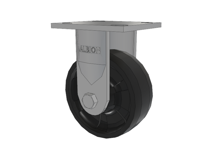 16 Series Top Plate Rigid Caster with 5 x 2 Black Nylon NG - Maxim Nylon Wheel