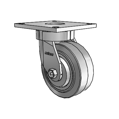 6 Series Kingpinless Casters Top Plate Swivel Caster with 5 x 2 Performa Rubber (Flat/Grey) Wheel
