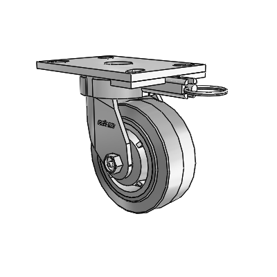 6 Series Kingpinless Casters Top Plate Swivel Caster with 5 x 2 Performa Rubber (Flat/Grey) Wheel