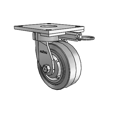 6 Series Kingpinless Casters Top Plate Swivel Caster with 5 x 2 Performa Rubber (Flat/Grey) Wheel