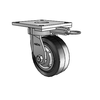 6 Series Kingpinless Casters Top Plate Swivel Caster with 5 x 2 Performa Rubber (Flat/Black) Wheel