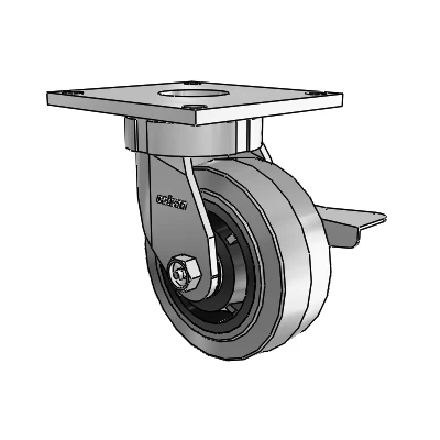 6 Series Kingpinless Casters Top Plate Swivel Caster with 5 x 2 Performa Rubber (Flat/Conductive) Wheel and Side Lock Brake