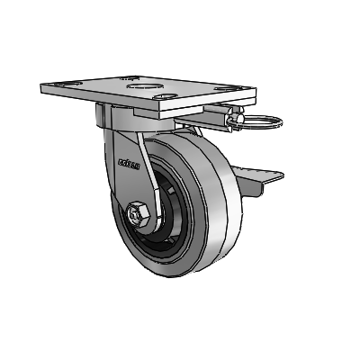 6 Series Kingpinless Casters Top Plate Swivel Caster with 5 x 2 Performa Rubber (Flat/Conductive) Wheel and Side Lock Brake