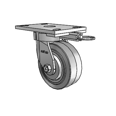 6 Series Kingpinless Casters Top Plate Swivel Caster with 5 x 2 Performa Rubber (Flat/Grey) Wheel