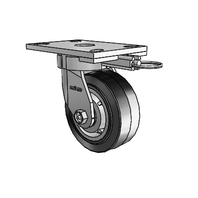 6 Series Kingpinless Casters Top Plate Swivel Caster with 5 x 2 Performa Rubber (Flat/Black) Wheel
