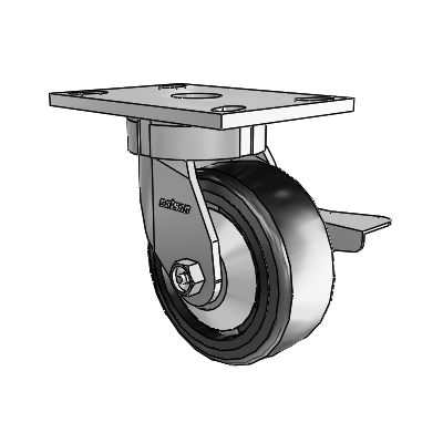 6 Series Kingpinless Casters Top Plate Swivel Caster with 5 x 2 Trans-forma LT (Flat) Wheel and Side Lock Brake