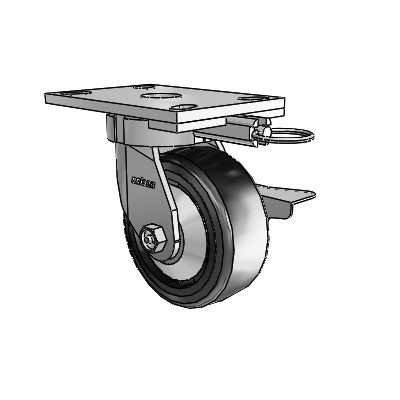 6 Series Kingpinless Casters Top Plate Swivel Caster with 5 x 2 Trans-forma LT (Flat) Wheel and Side Lock Brake