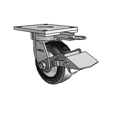 6 Series Kingpinless Casters Top Plate Swivel Caster with 5 x 2 Trans-forma LT (Flat) Wheel and Tread Lock Brake