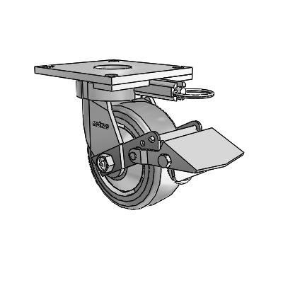 6 Series Kingpinless Casters Top Plate Swivel Caster with 5 x 2 Trans-forma HD (Flat) Wheel and Tread Lock Brake