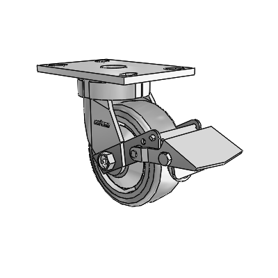 6 Series Kingpinless Casters Top Plate Swivel Caster with 5 x 2 Trans-forma HD (Flat) Wheel and Tread Lock Brake