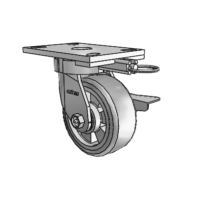 6 Series Kingpinless Casters Top Plate Swivel Caster with 5 x 2 Trans-forma HD (Flat) Wheel and Side Lock Brake