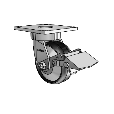 6 Series Kingpinless Casters Top Plate Swivel Caster with 5 x 2 Maxim Wheel and Tread Lock Brake