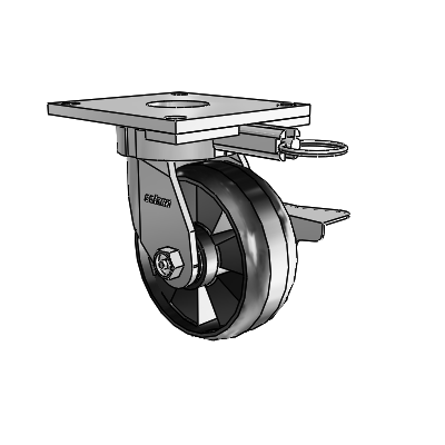 6 Series Kingpinless Casters Top Plate Swivel Caster with 5 x 2 Maxim Wheel and Side Lock Brake