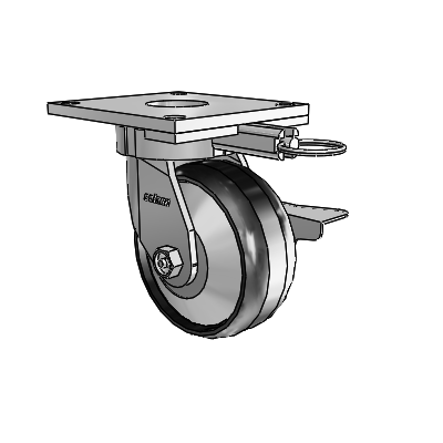 6 Series Kingpinless Casters Top Plate Swivel Caster with 5 x 2 Maxim Wheel and Side Lock Brake