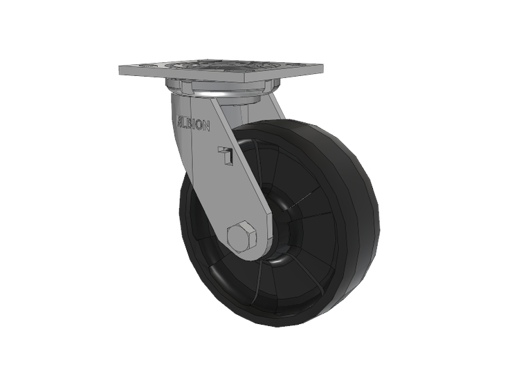 16 Series Top Plate Swivel Caster with 6 x 2 Black Nylon NG - Maxim Nylon Wheel