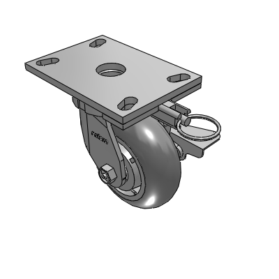 6 Series Kingpinless Casters Top Plate Swivel Caster with 5 x 2 Performa Rubber (Round) Wheel and Side Lock Brake
