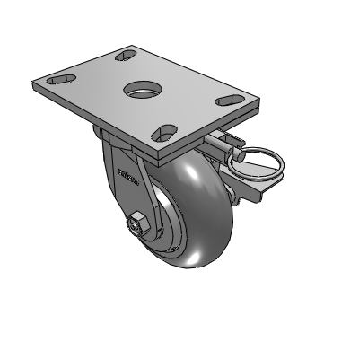 6 Series Kingpinless Casters Top Plate Swivel Caster with 5 x 2 Performa Rubber (Round) Wheel and Side Lock Brake