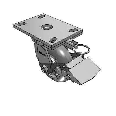 6 Series Kingpinless Casters Top Plate Swivel Caster with 5 x 2 Performa Rubber (Round) Wheel and Tread Lock Brake