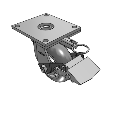 6 Series Kingpinless Casters Top Plate Swivel Caster with 5 x 2 Performa Rubber (Round) Wheel and Tread Lock Brake