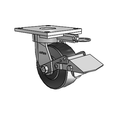 6 Series Kingpinless Casters Top Plate Swivel Caster with 5 x 2 Commander HD Wheel and Tread Lock Brake
