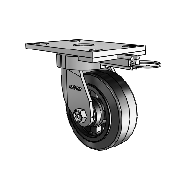 6 Series Kingpinless Casters Top Plate Swivel Caster with 5 x 2 MR - Moldon Rubber (Cast Iron Core) Wheel