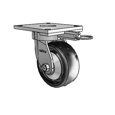 6 Series Kingpinless Casters Top Plate Swivel Caster with 5 x 2 Endura Solid Elastomer Wheel