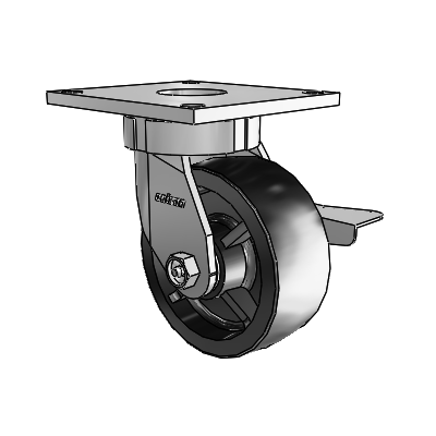 6 Series Kingpinless Casters Top Plate Swivel Caster with 5 x 2 Polyolefin Wheel and Side Lock Brake