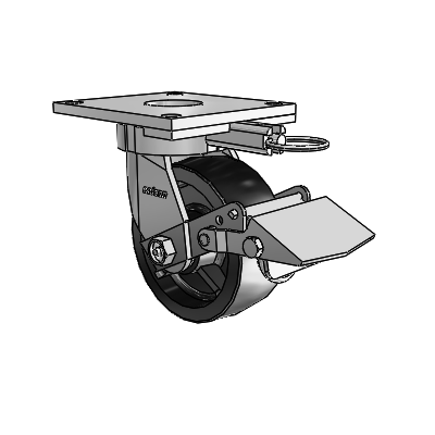 6 Series Kingpinless Casters Top Plate Swivel Caster with 5 x 2 Polyolefin Wheel and Tread Lock Brake