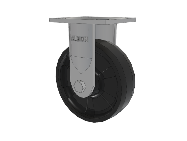 16 Series Top Plate Rigid Caster with 6 x 2 Black Nylon NG - Maxim Nylon Wheel