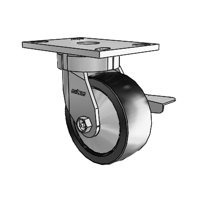 6 Series Kingpinless Casters Top Plate Swivel Caster with 5 x 2 Polyolefin Wheel and Side Lock Brake